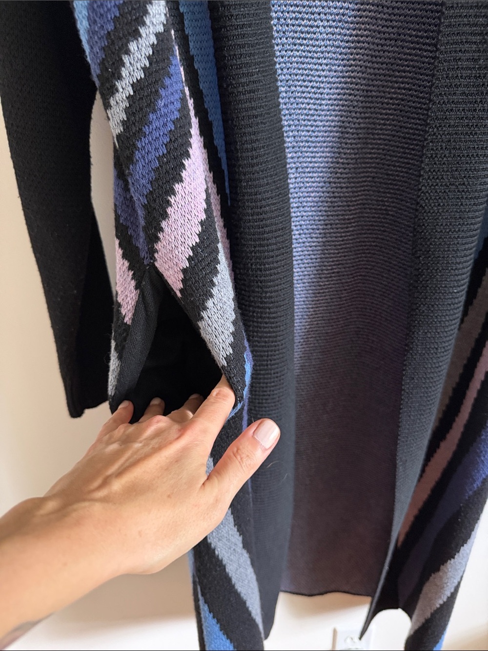 Mara Hoffman RARE Long Knit Cardigan Geometric Blue Purple Black Fall Sweater S - Picture 8 of 10